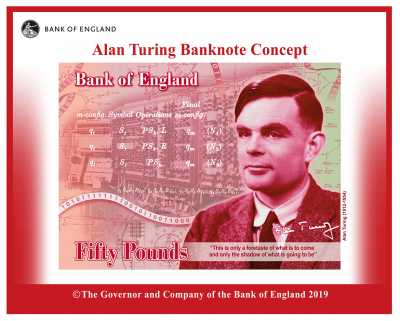 Matemáticos como personajes históricos: Alan Turing en un billete de 50 libras esterlinas